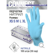 Перчатки нитриловые, смотровые, нестерильные Connect Nitrile, размер L, 100пар/уп
